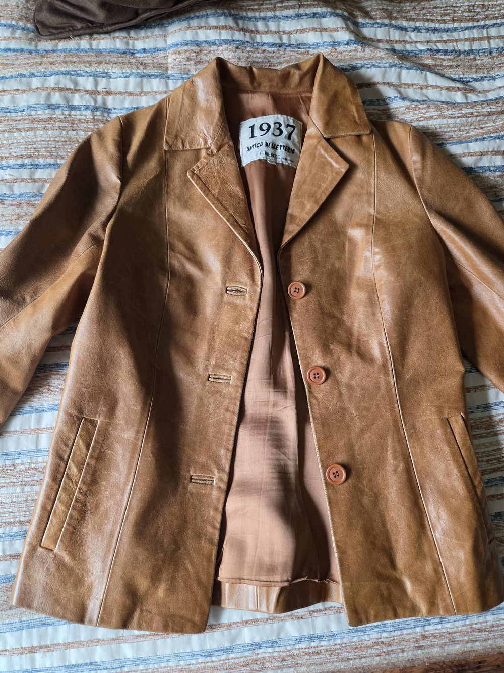 Genuine Leather Women's Tan/Cognac Coat Jacket